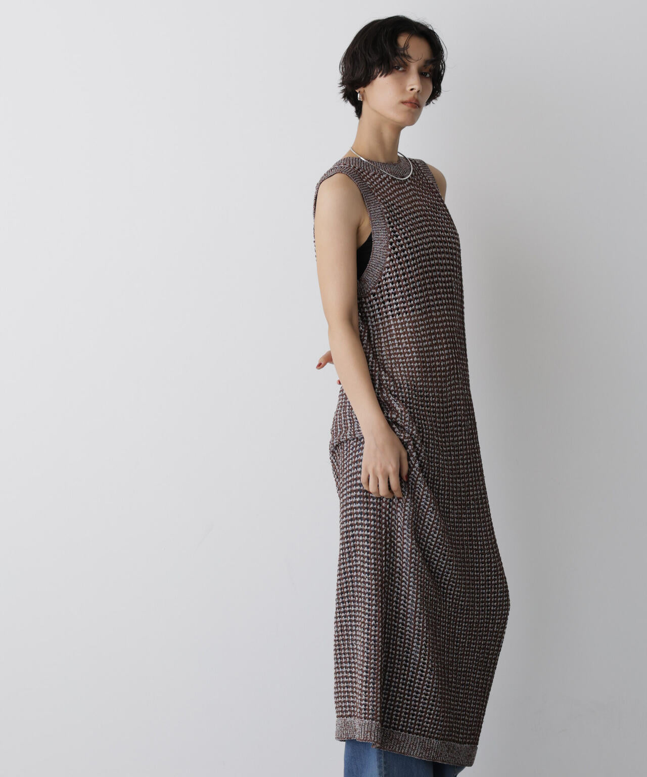 「STEVELOUR」シャイニーレースニットワンピース