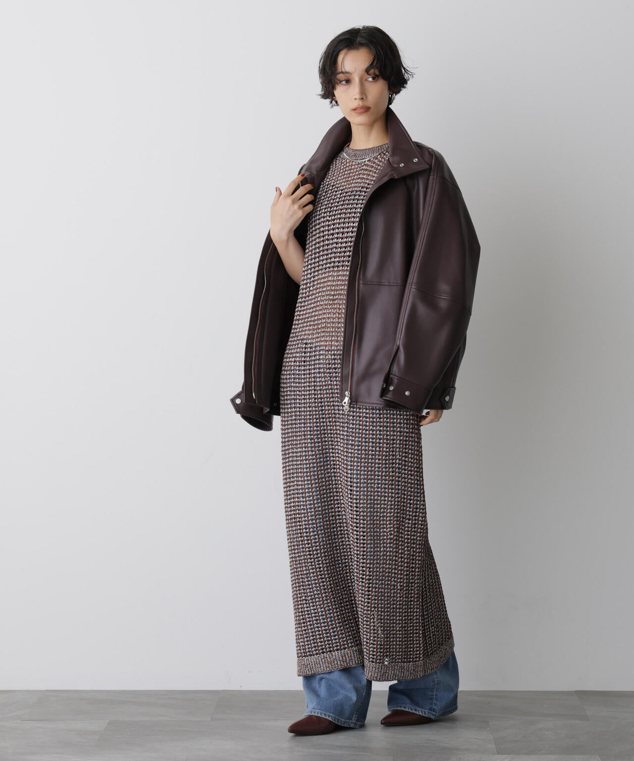 「STEVELOUR」シャイニーレースニットワンピース