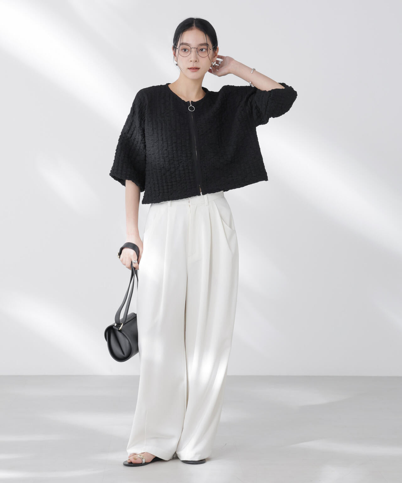 フクレシャーリングzipカーディガン