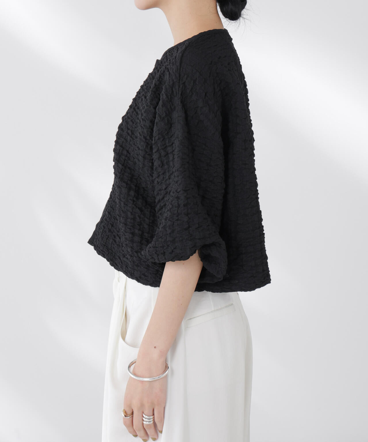 フクレシャーリングzipカーディガン
