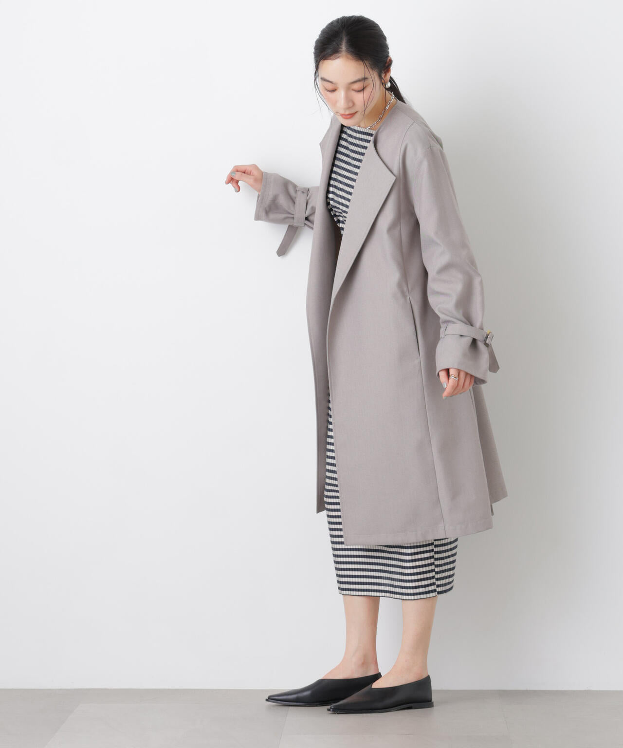 シャンブレーツイルラップコート