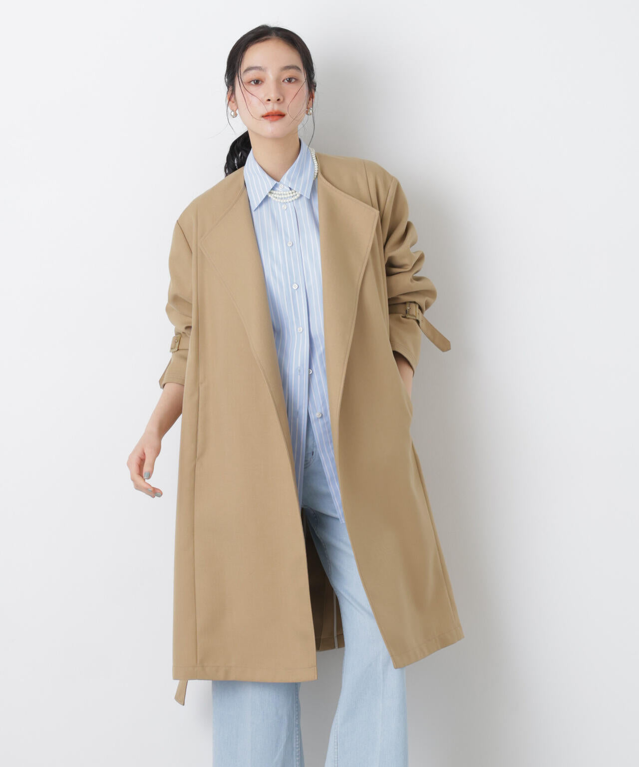 シャンブレーツイルラップコート
