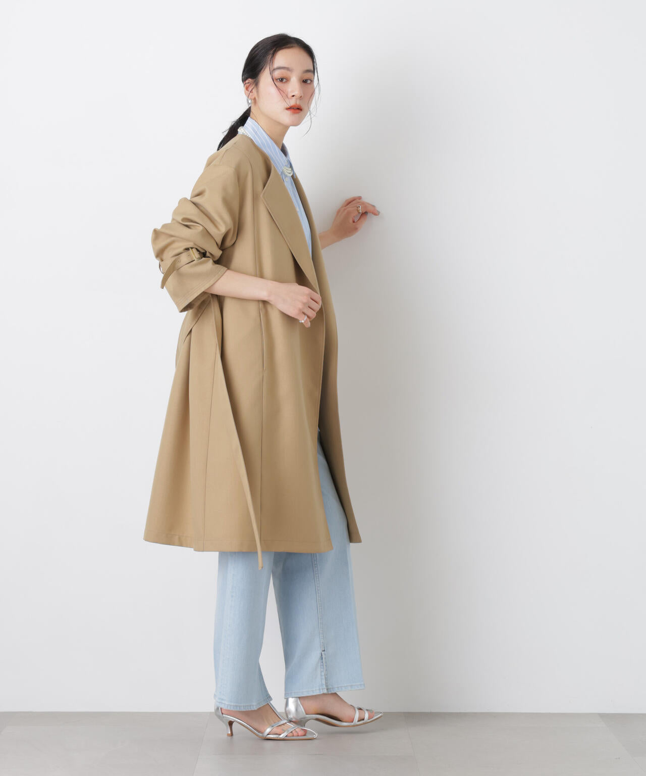 シャンブレーツイルラップコート