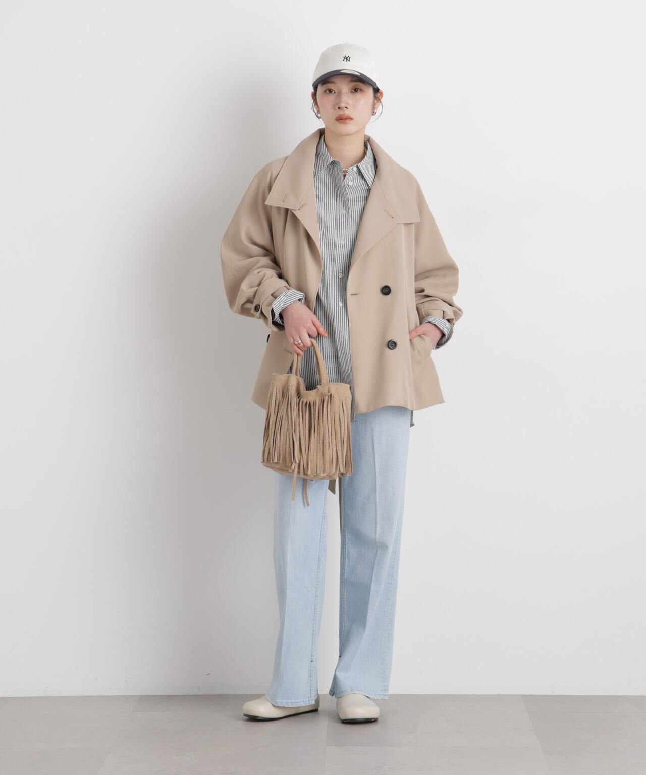 エアリーツイルベルテッドショートコート