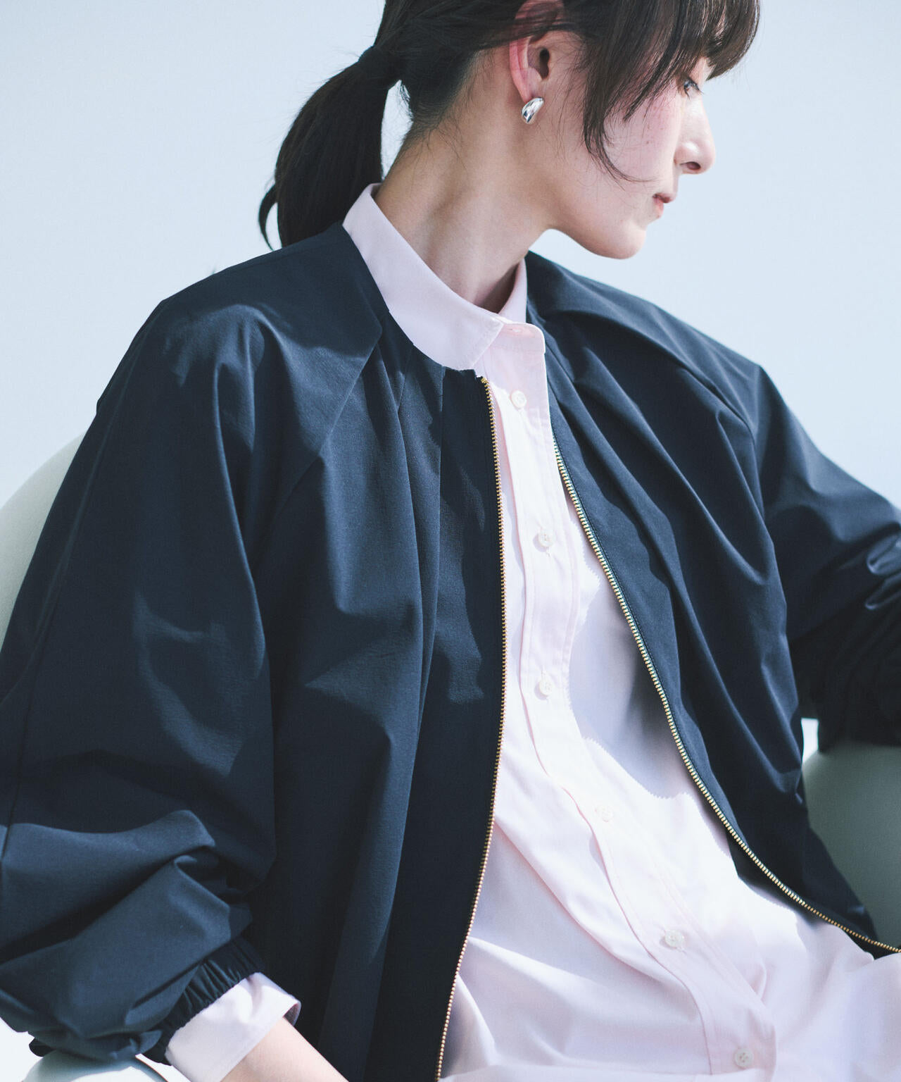 ノーカラードロストタックブルゾン