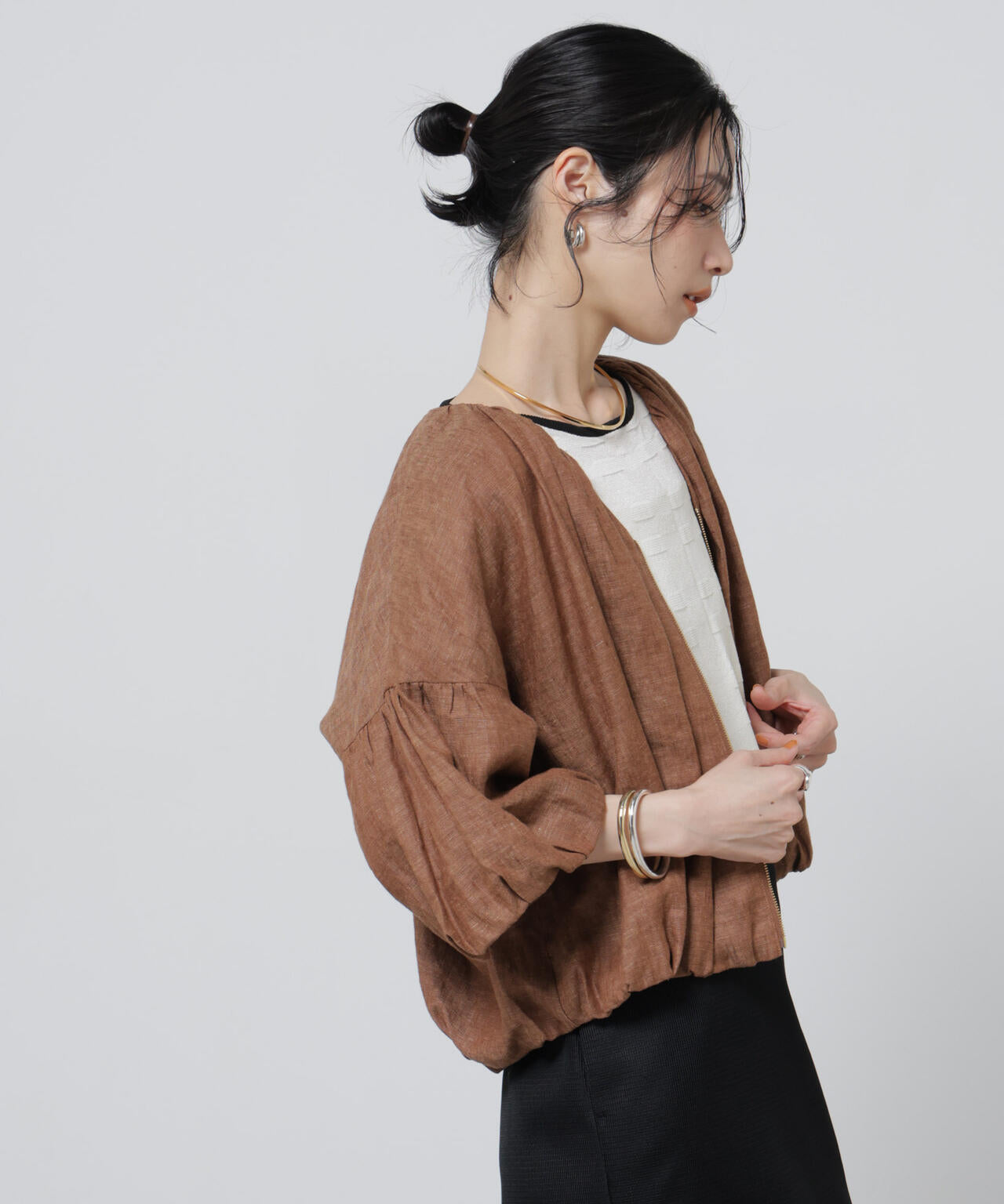 European Flax ギャザーバルーンブルゾン(セットアップ可)