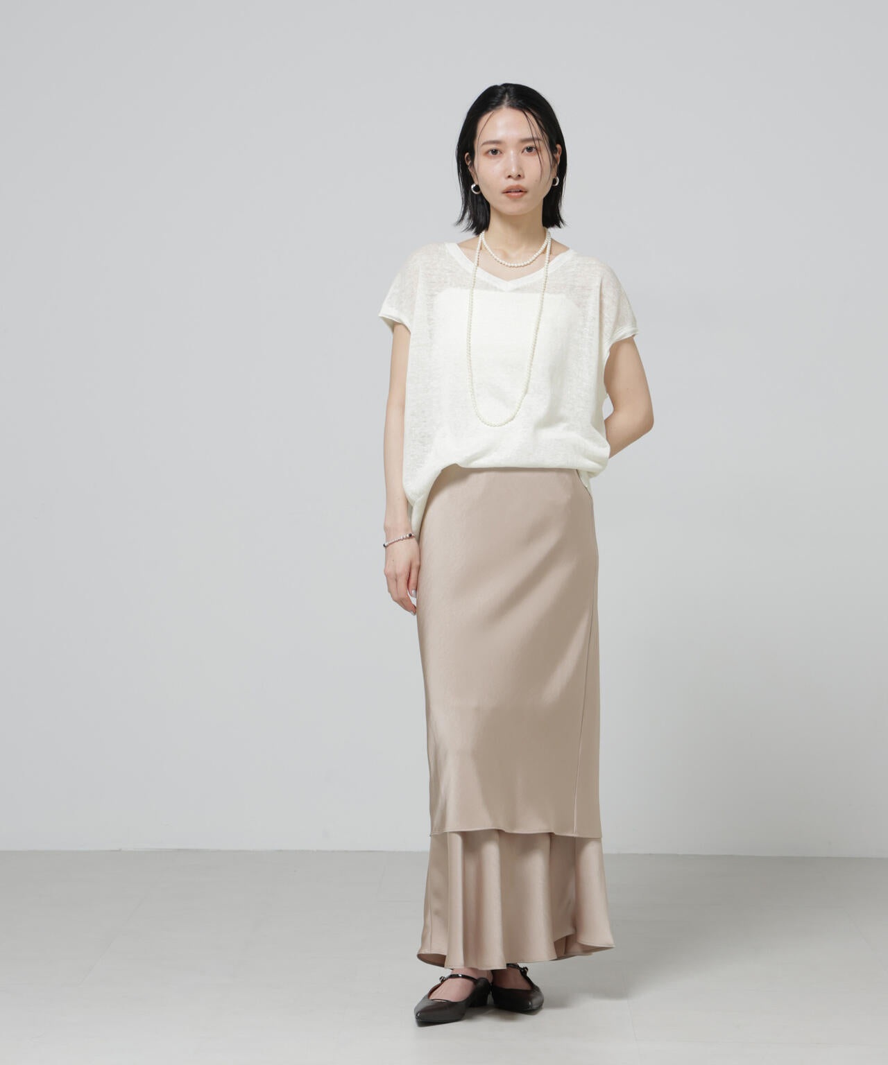 European Flax 2wayフレンチスリーブニット