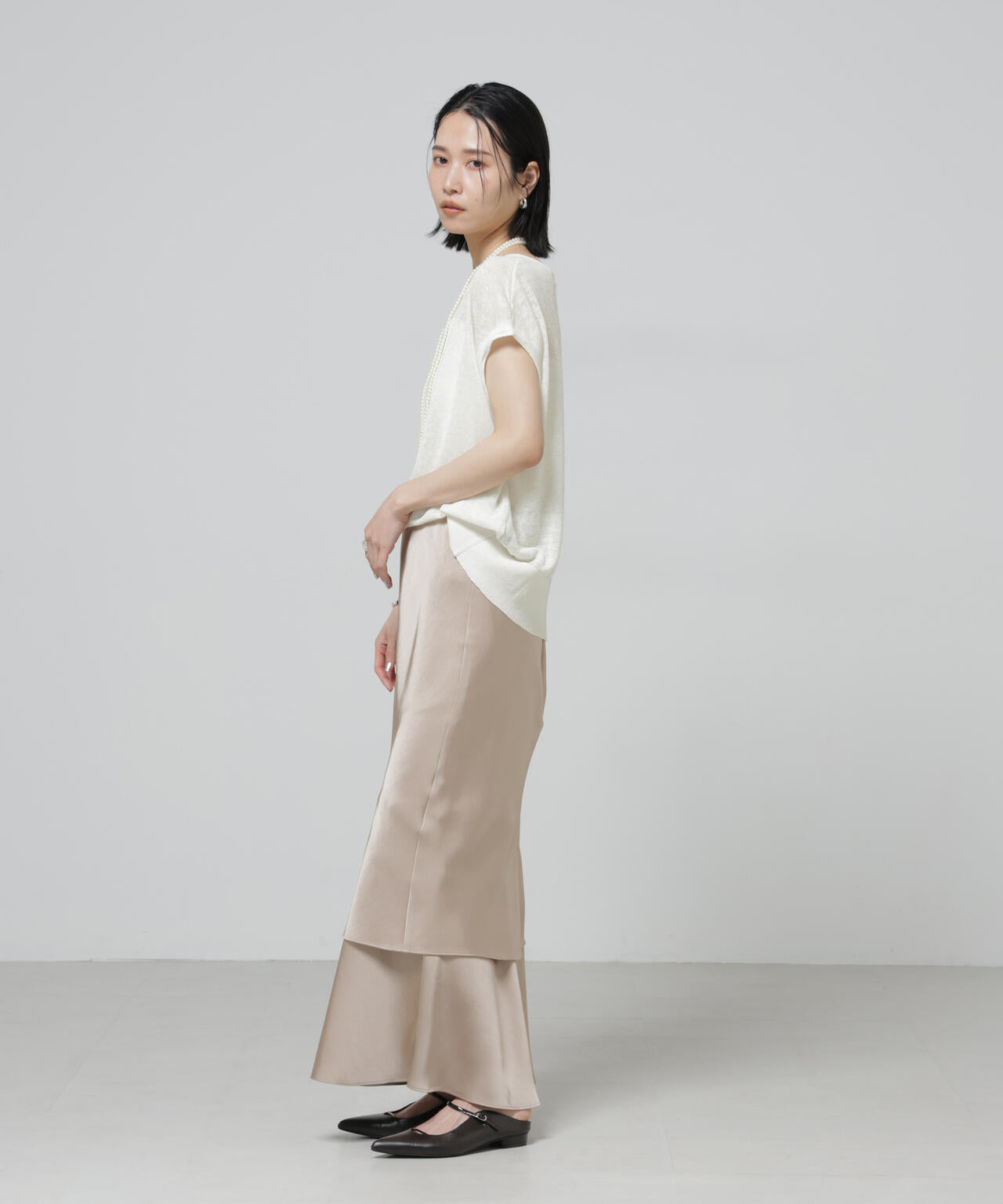 European Flax 2wayフレンチスリーブニット