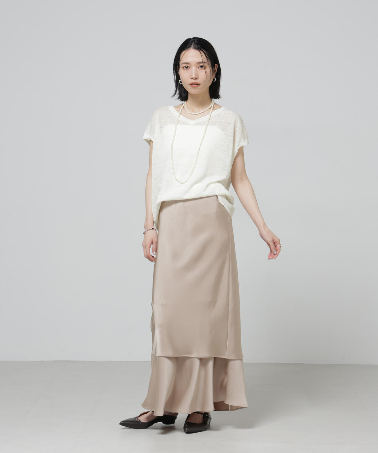 European Flax 2wayフレンチスリーブニット