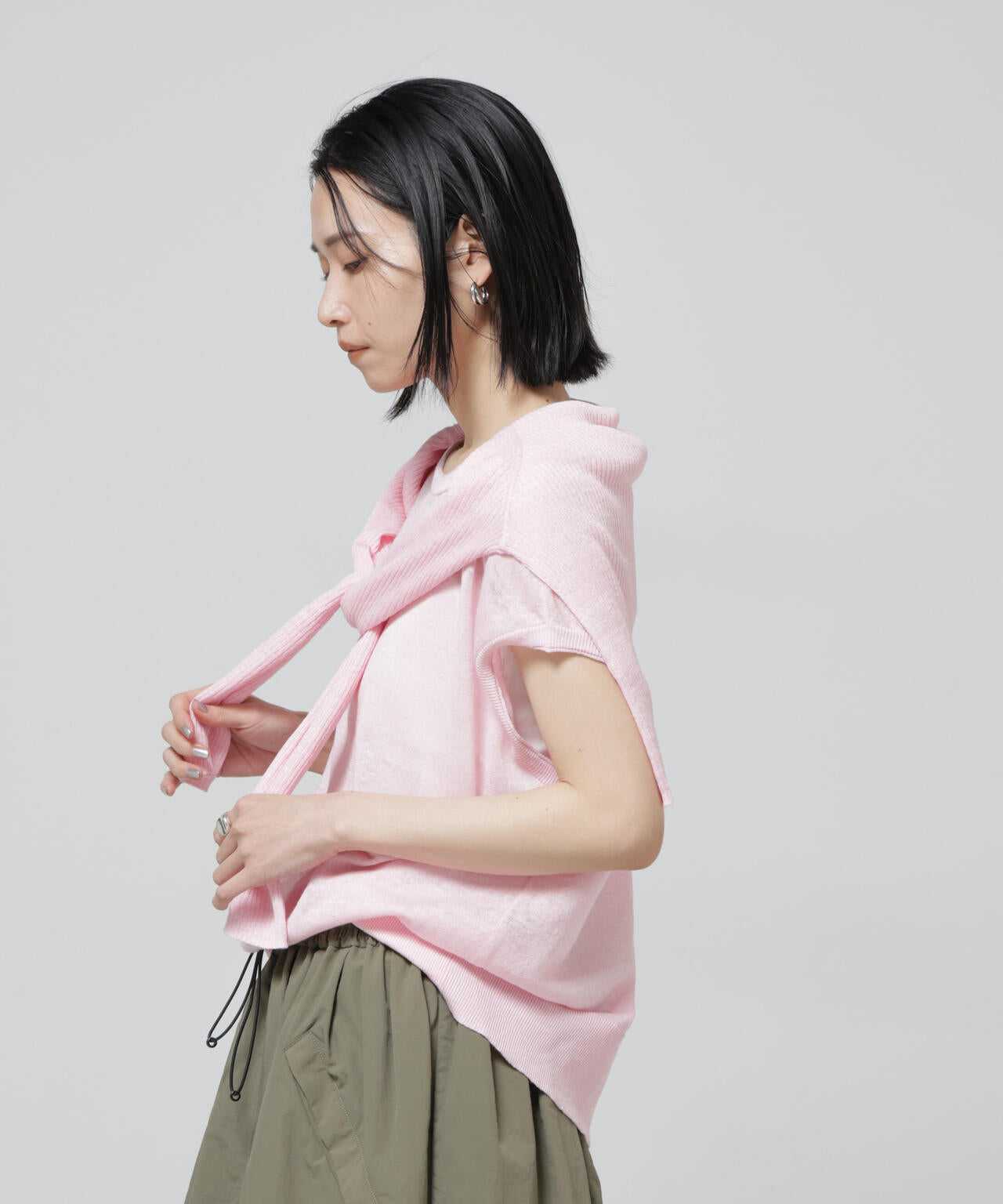 European Flax 2wayフレンチスリーブニット
