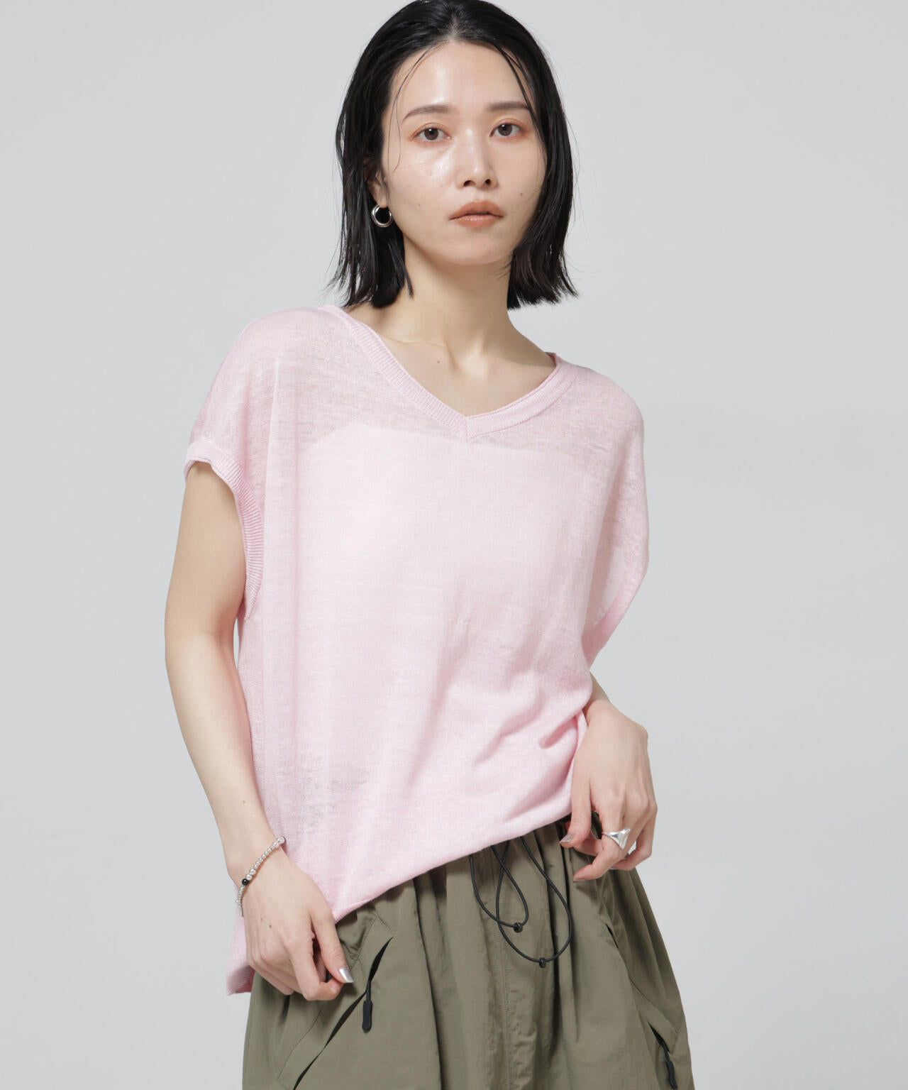 European Flax 2wayフレンチスリーブニット