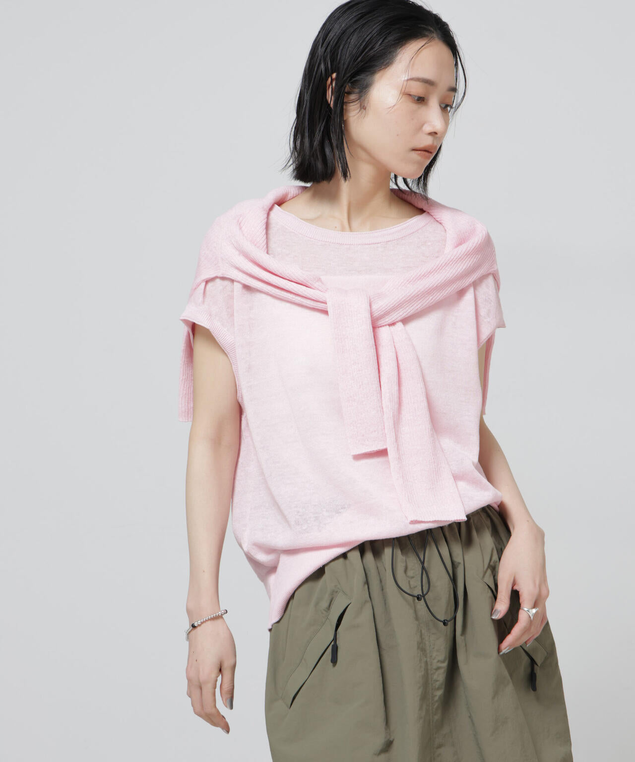 European Flax 2wayフレンチスリーブニット