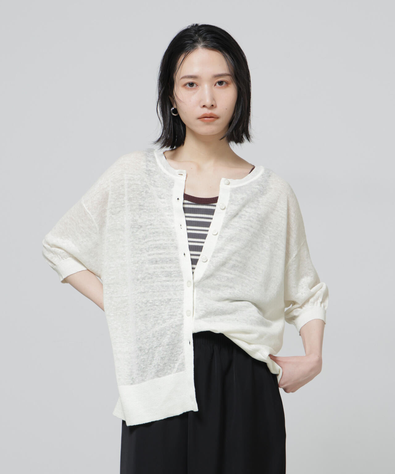European Flax 2wayオーバーニットトップス