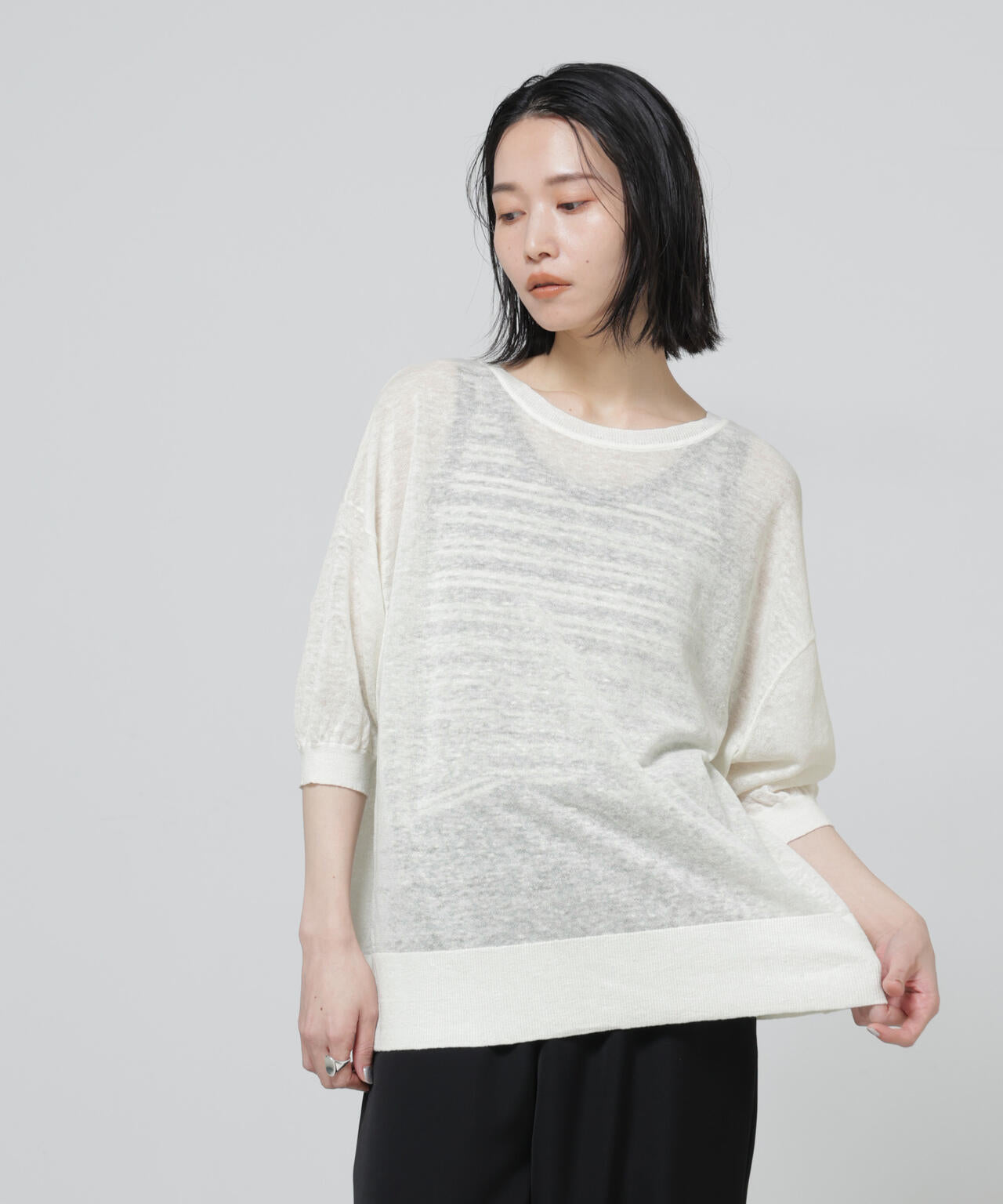 European Flax 2wayオーバーニットトップス