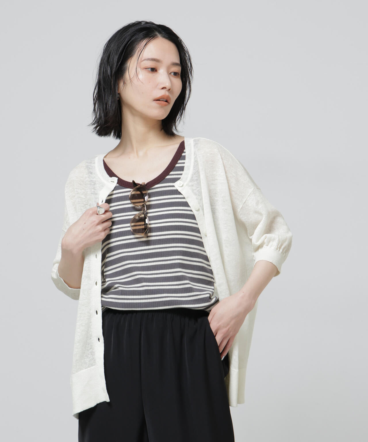 European Flax 2wayオーバーニットトップス