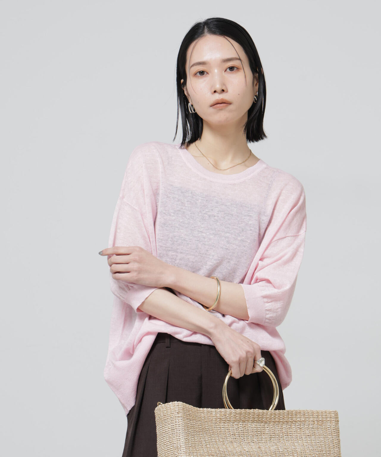 European Flax 2wayオーバーニットトップス