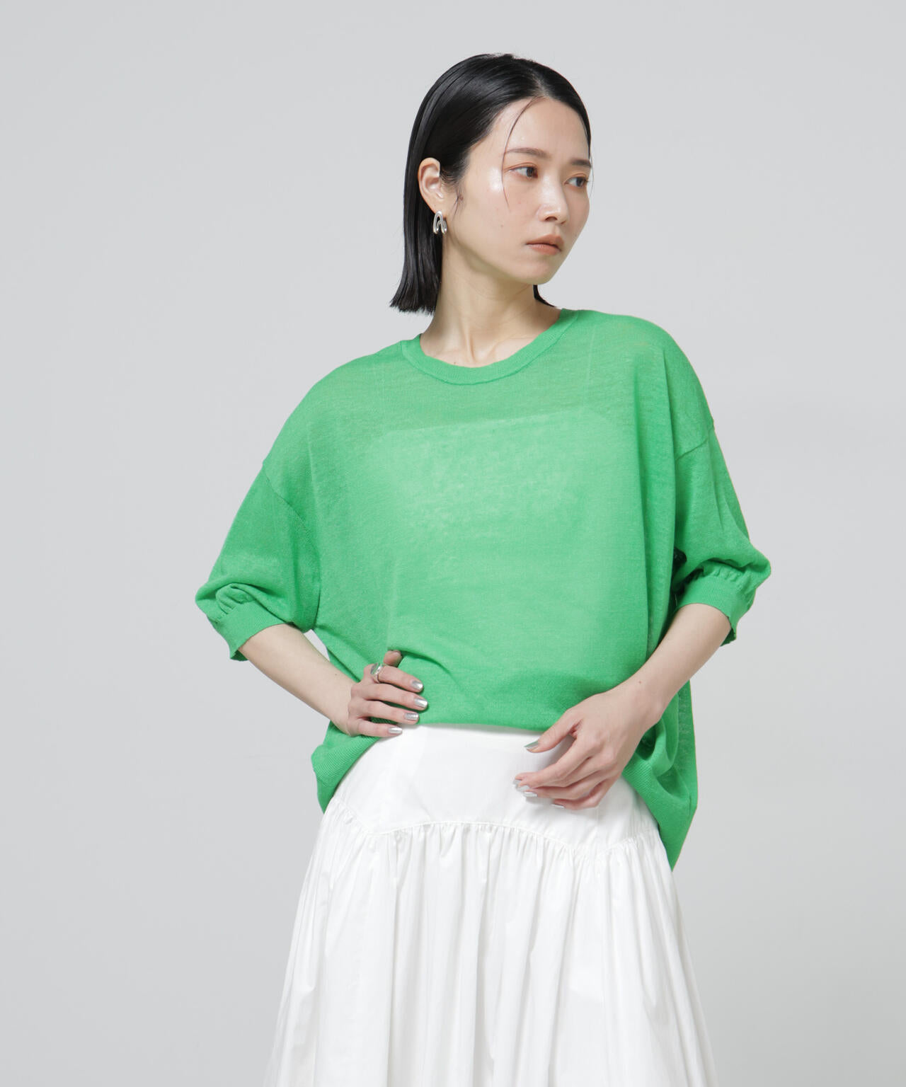 European Flax 2wayオーバーニットトップス