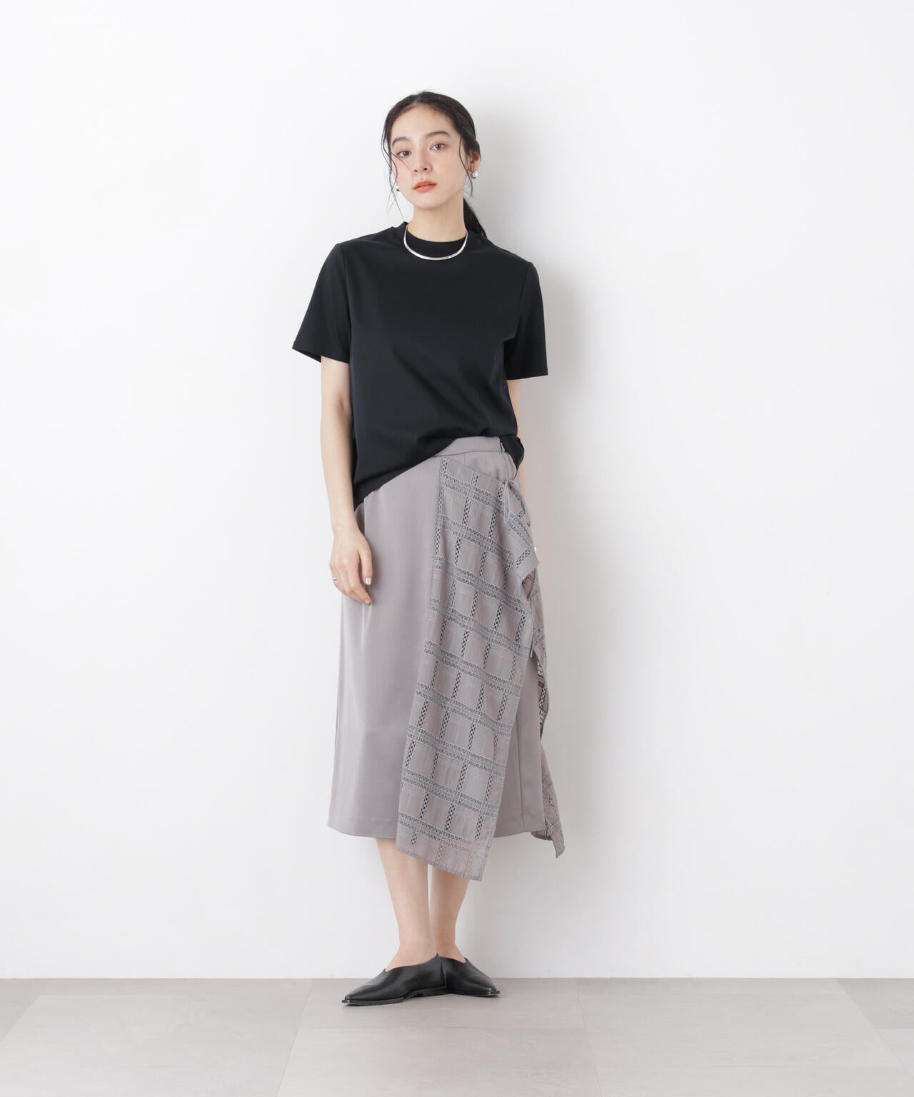 DressT/シルケットスムースモックネックTシャツ