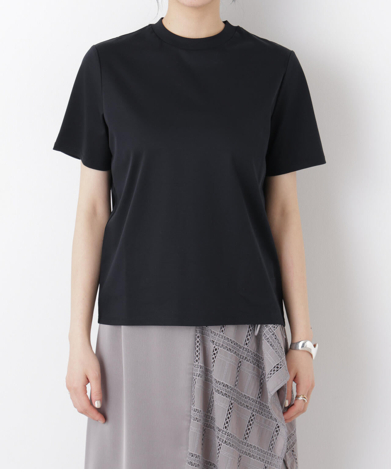 DressT/シルケットスムースモックネックTシャツ