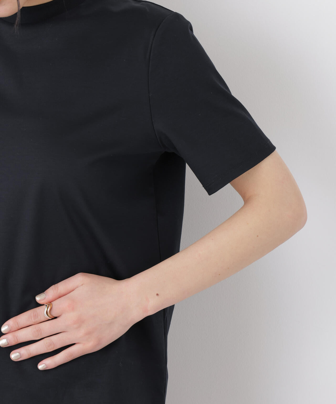 DressT/シルケットスムースモックネックTシャツ