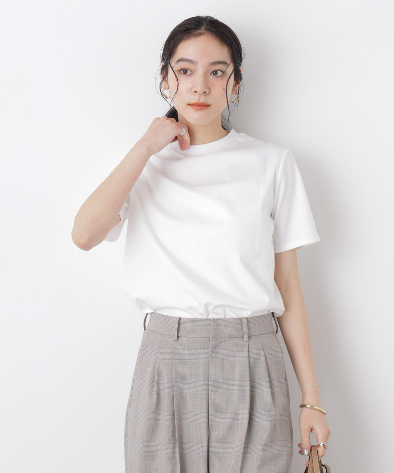 DressT/シルケットスムースモックネックTシャツ