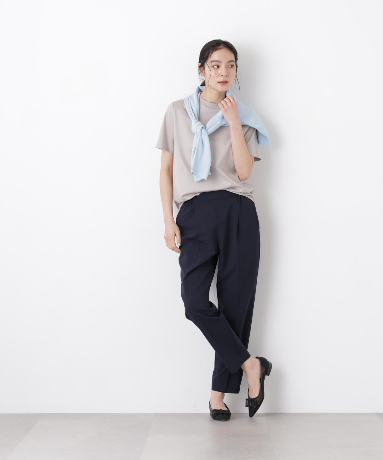 DressT/シルケットスムースモックネックTシャツ