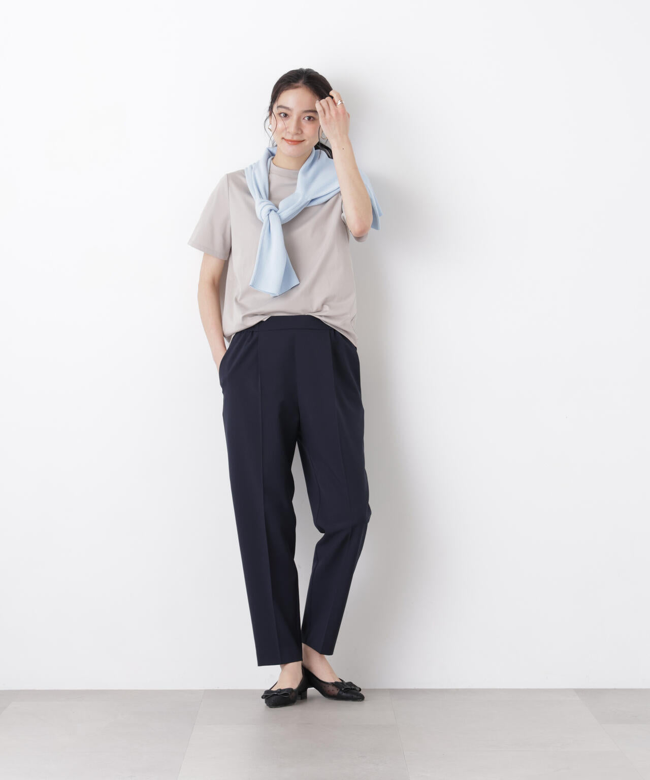 DressT/シルケットスムースモックネックTシャツ