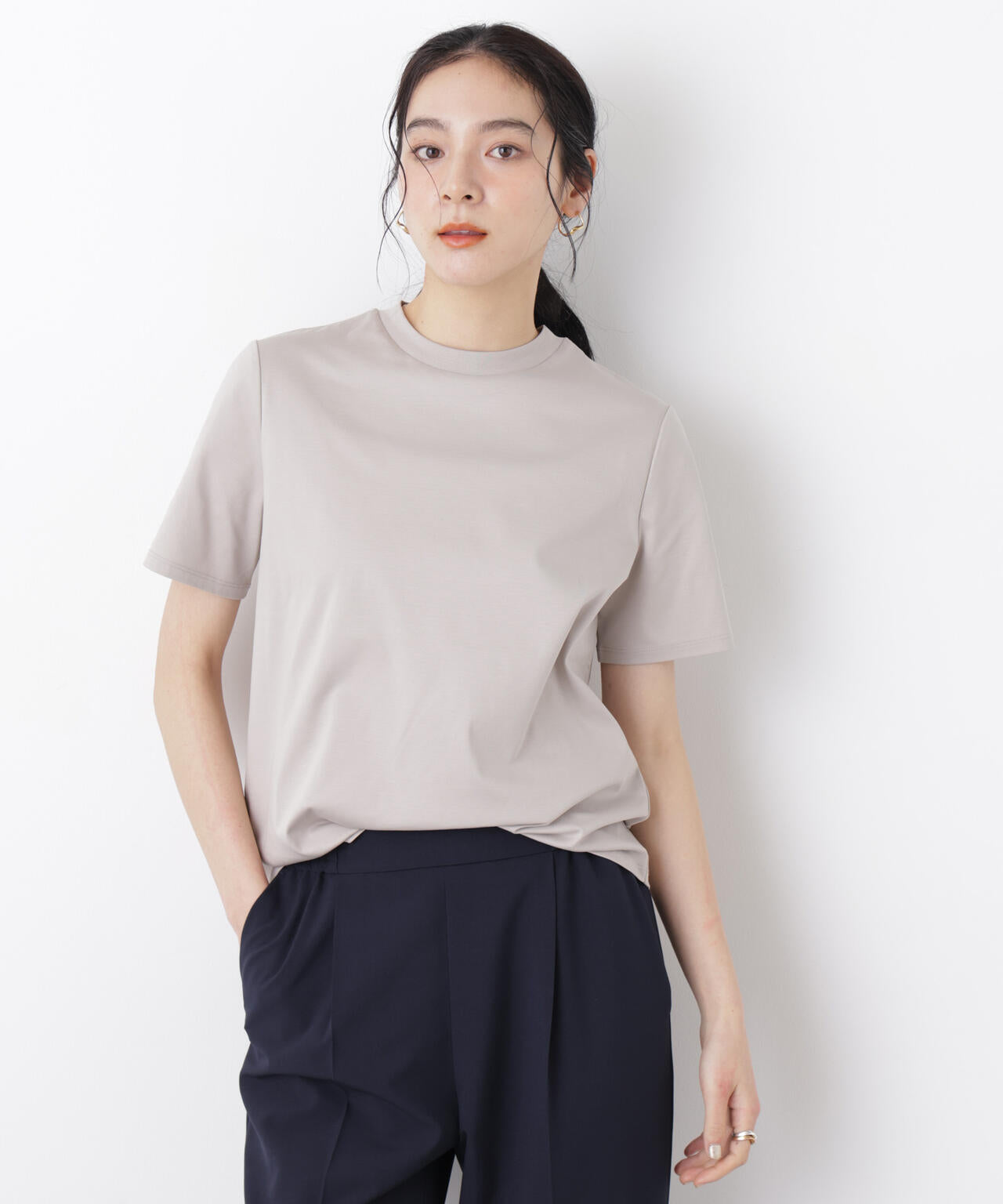 DressT/シルケットスムースモックネックTシャツ