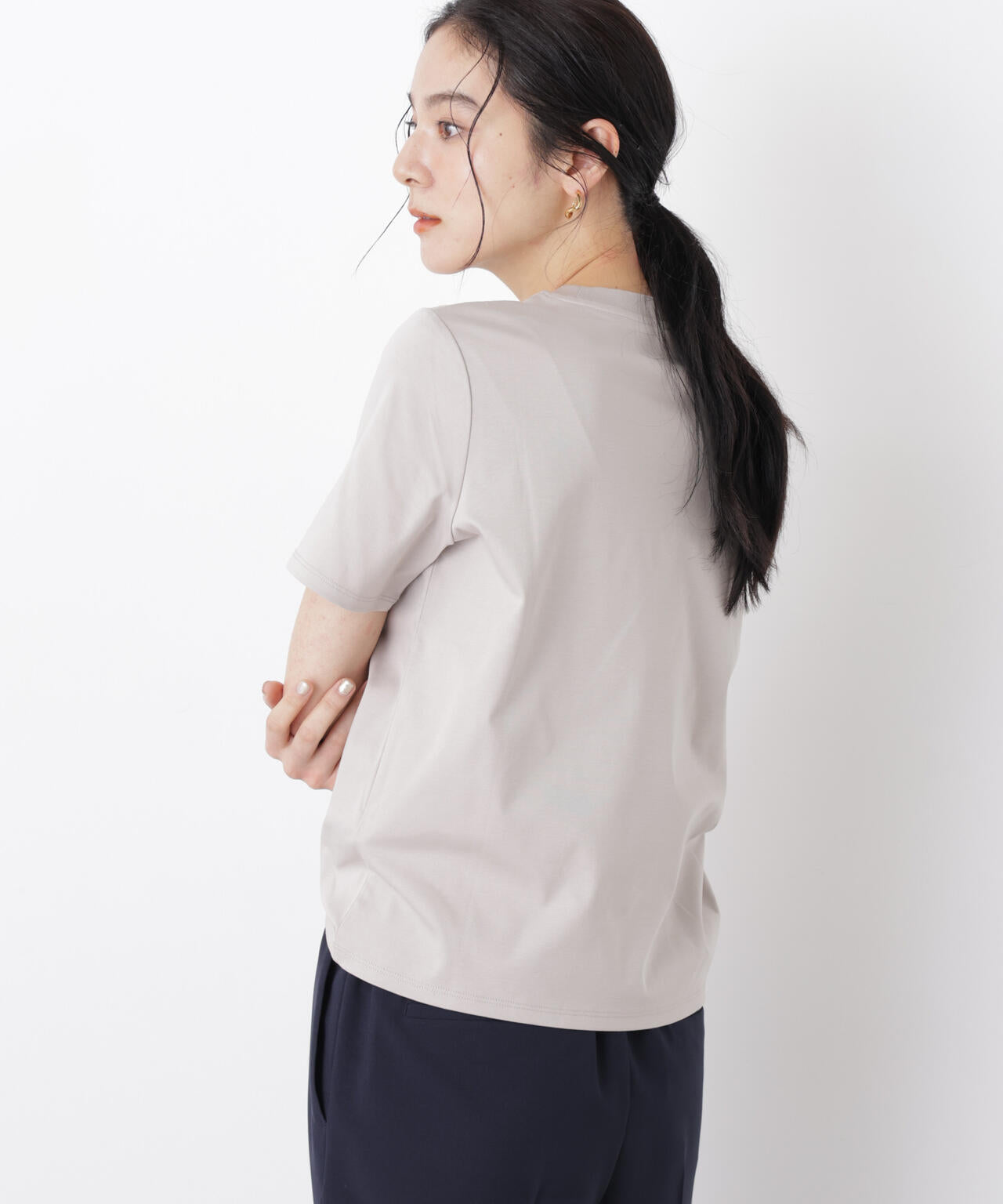 DressT/シルケットスムースモックネックTシャツ