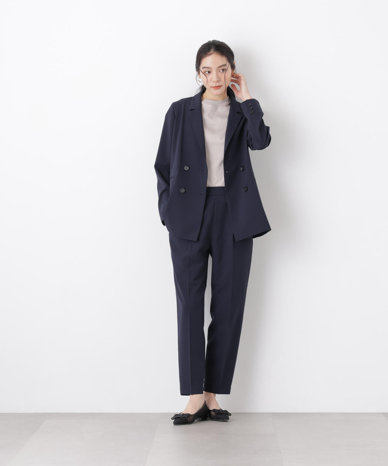 DressT/シルケットスムースモックネックTシャツ