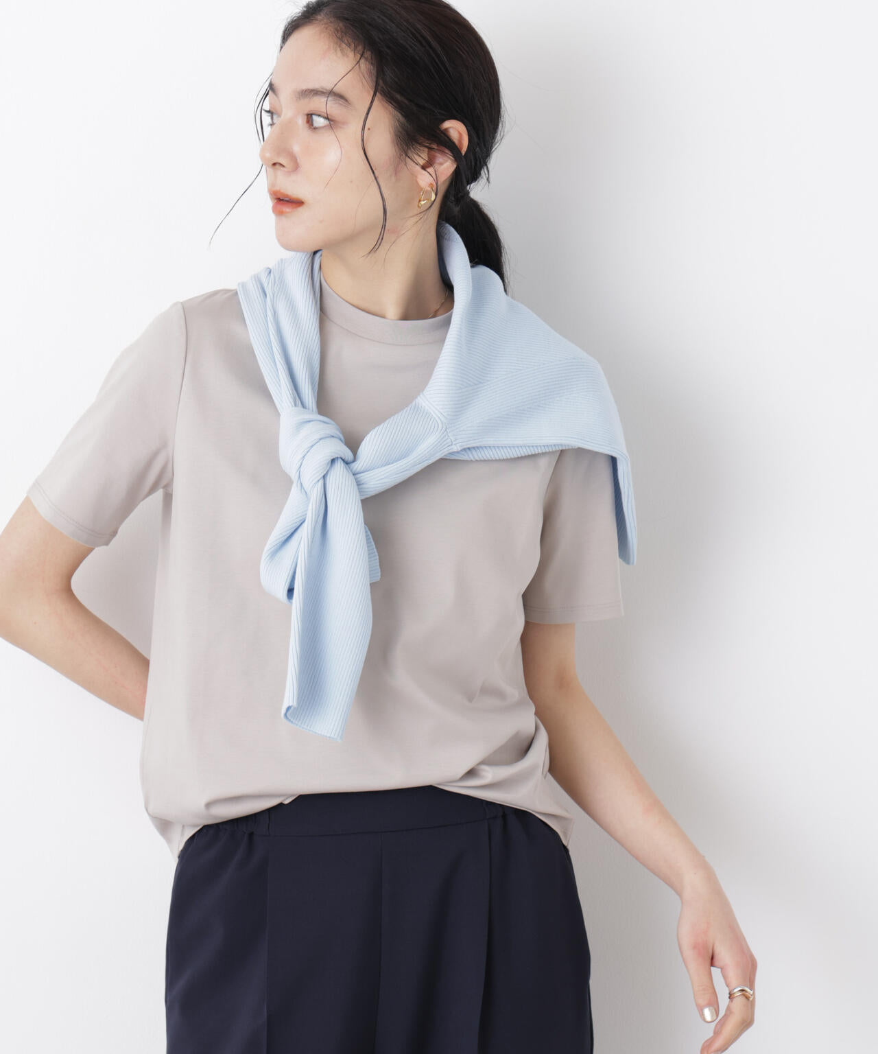 DressT/シルケットスムースモックネックTシャツ