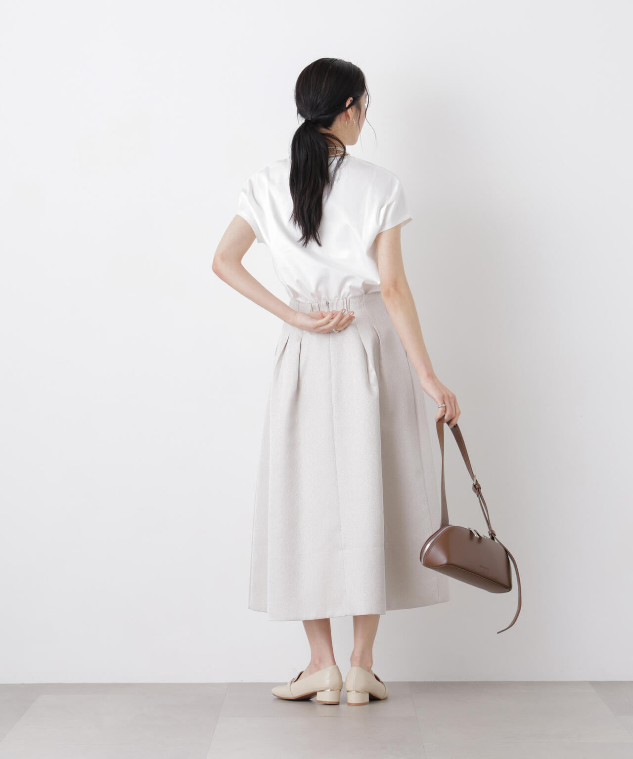 DressT/シルケットスムースVネックソフトドルマンTシャツ