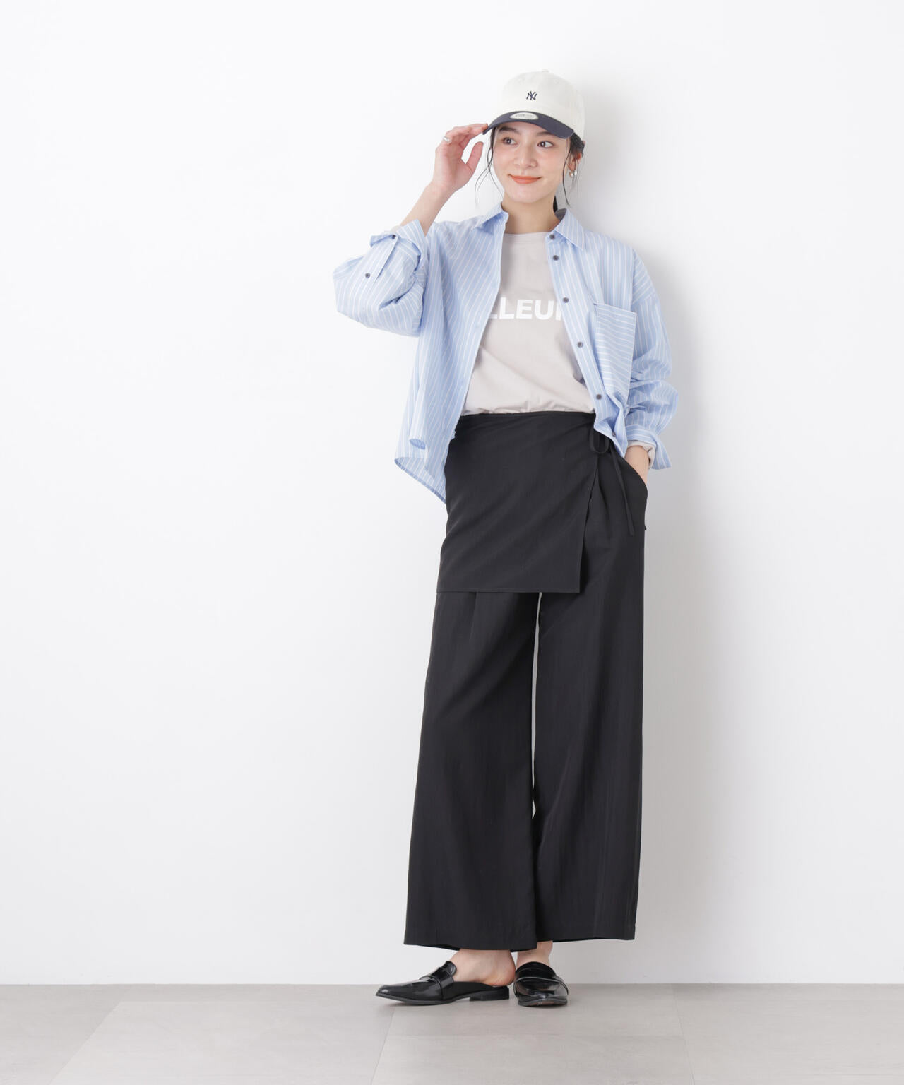 スカーフセットタックワイドパンツ