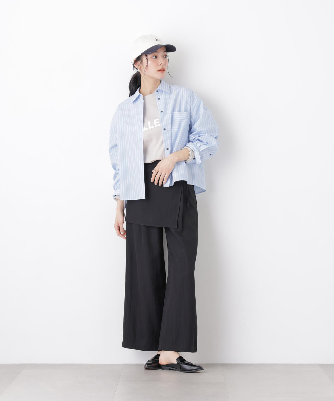 スカーフセットタックワイドパンツ