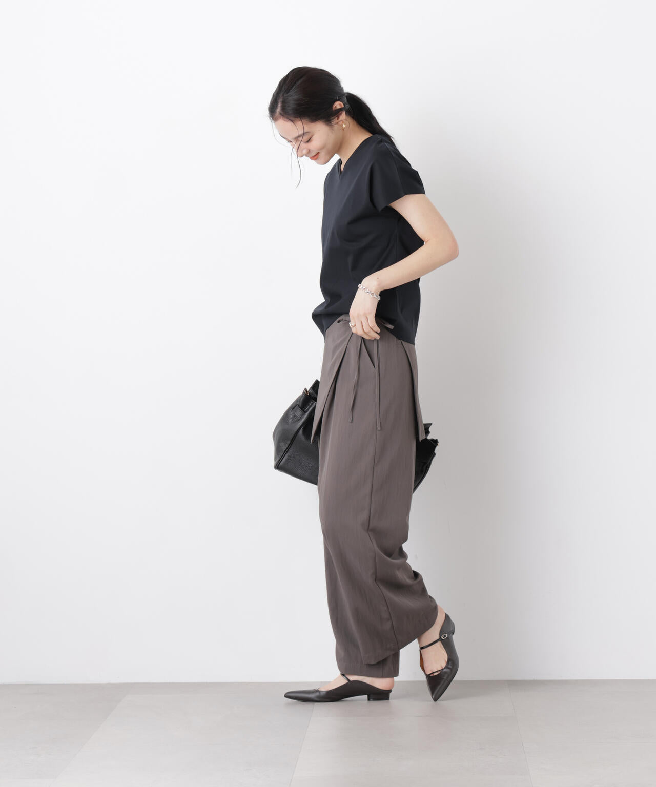 スカーフセットタックワイドパンツ