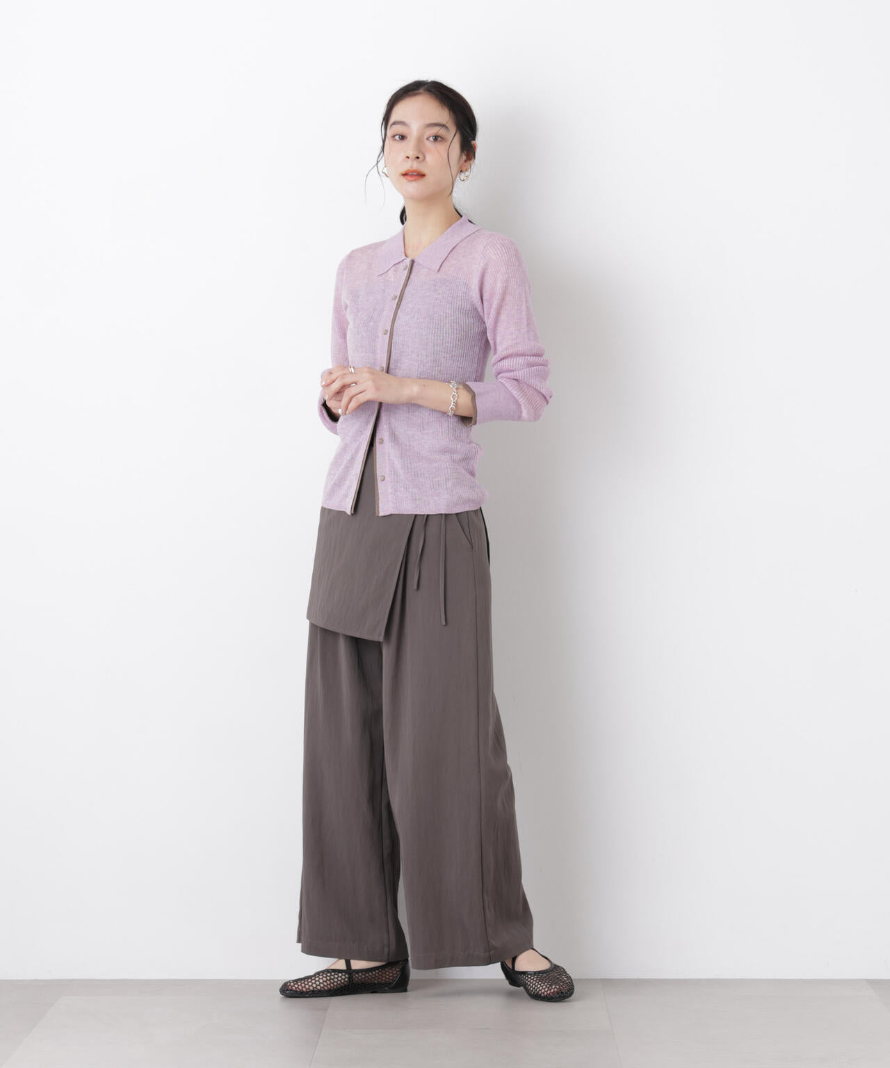 スカーフセットタックワイドパンツ