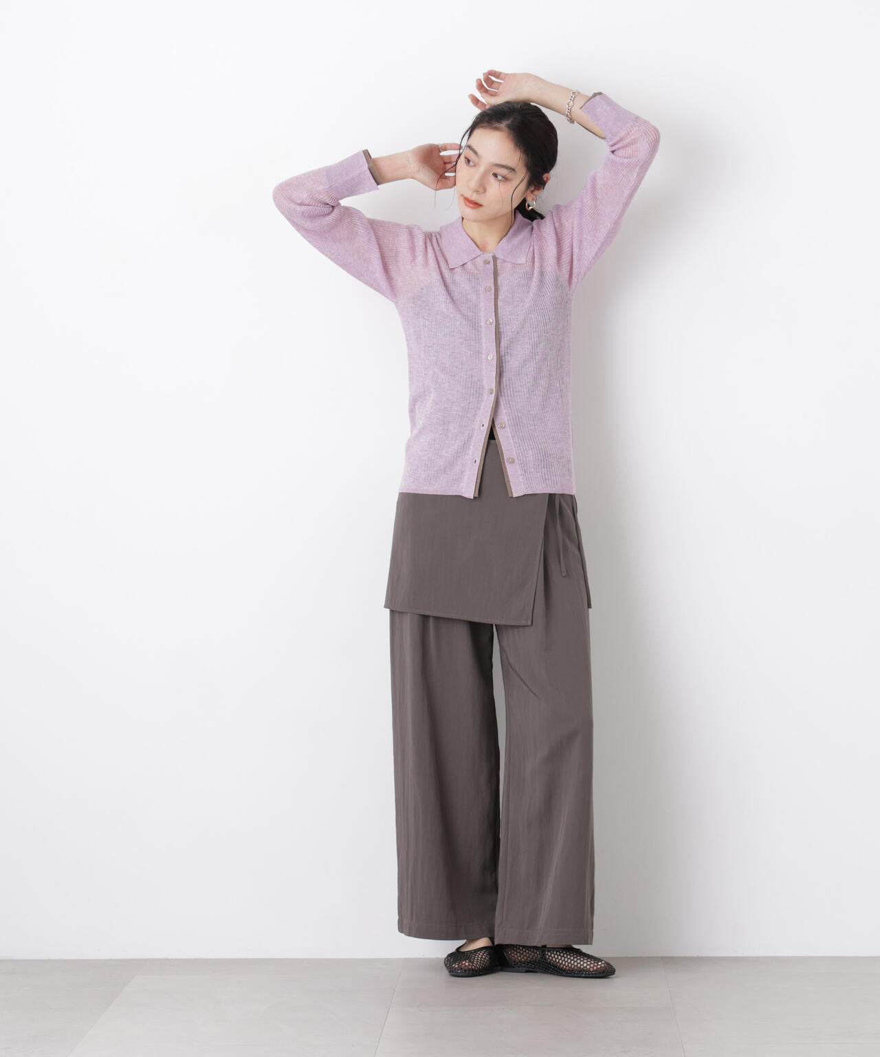 スカーフセットタックワイドパンツ