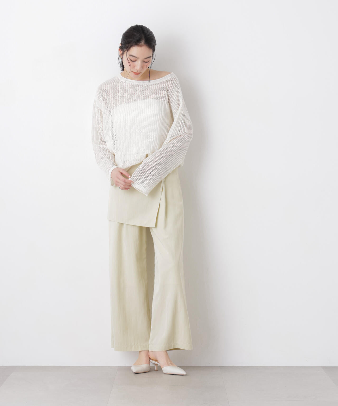 スカーフセットタックワイドパンツ