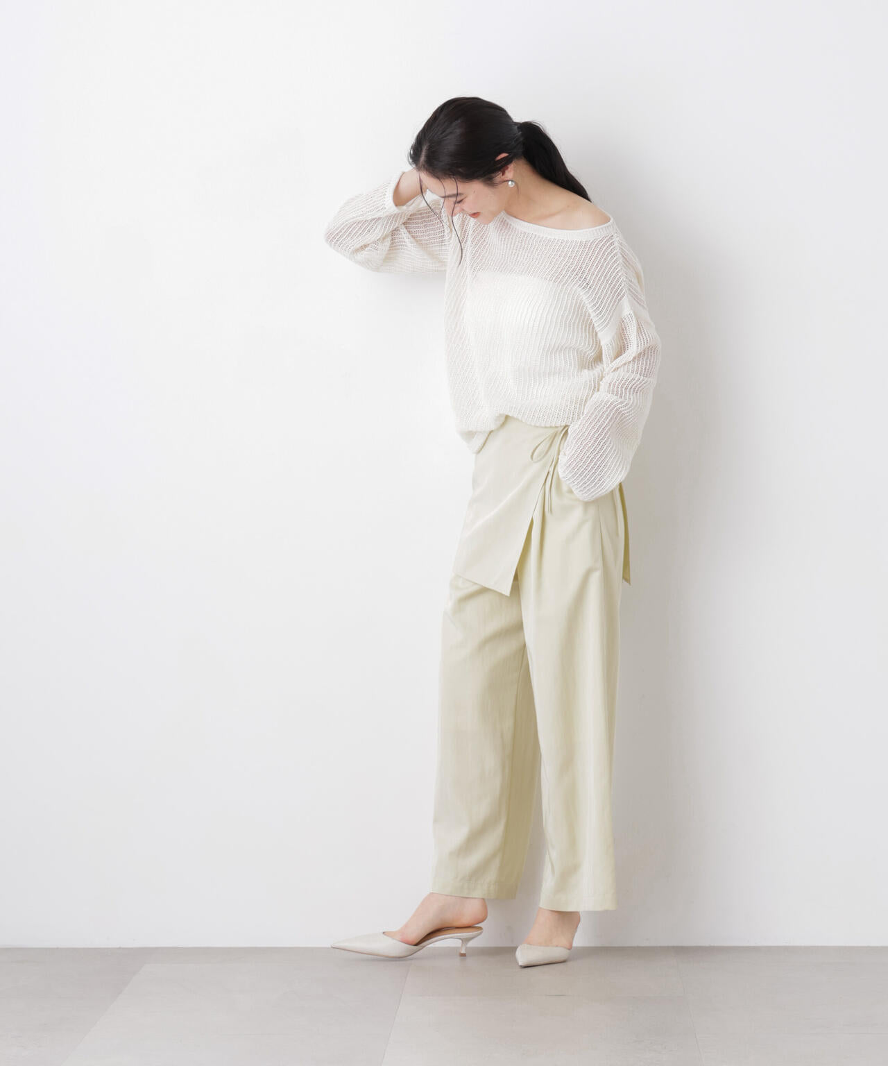 スカーフセットタックワイドパンツ
