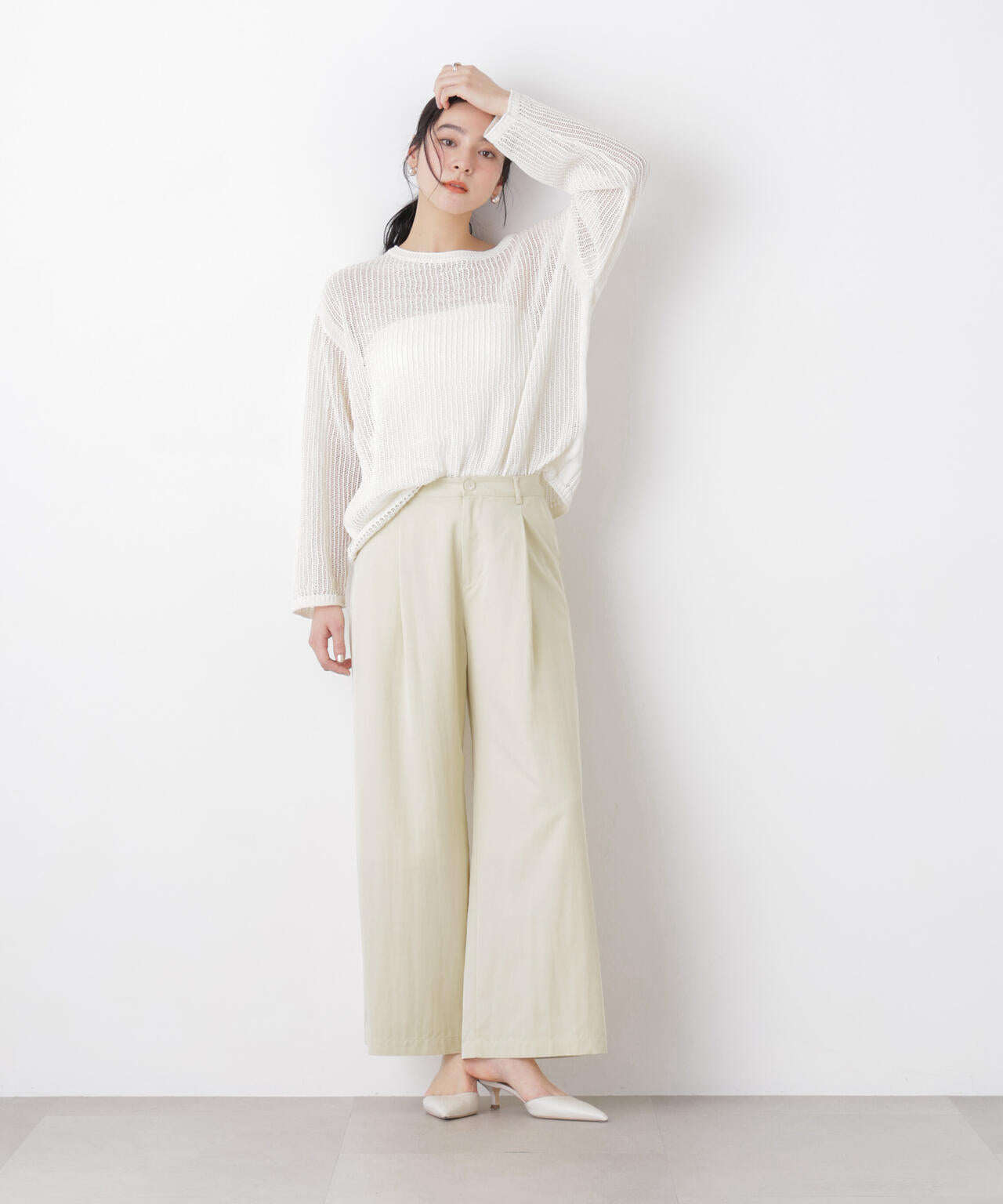 スカーフセットタックワイドパンツ