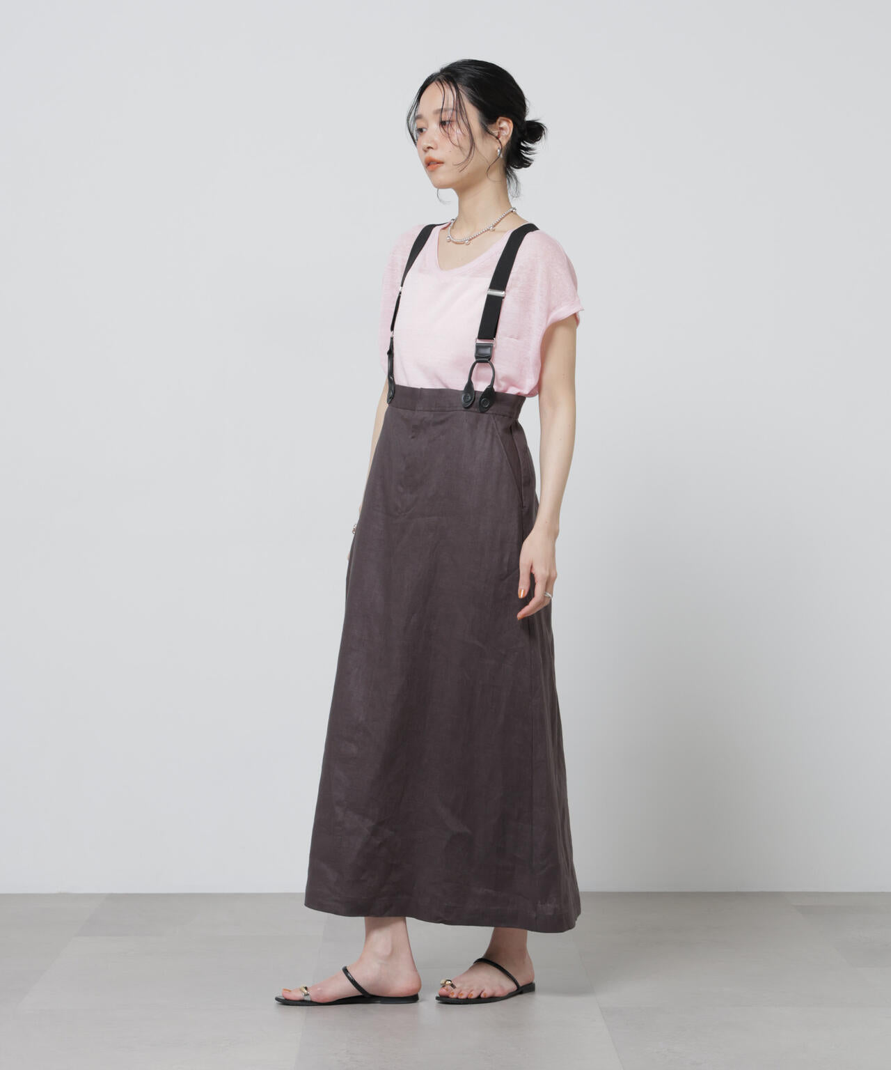 European Flax サスペンダー付きスカート(セットアップ可)