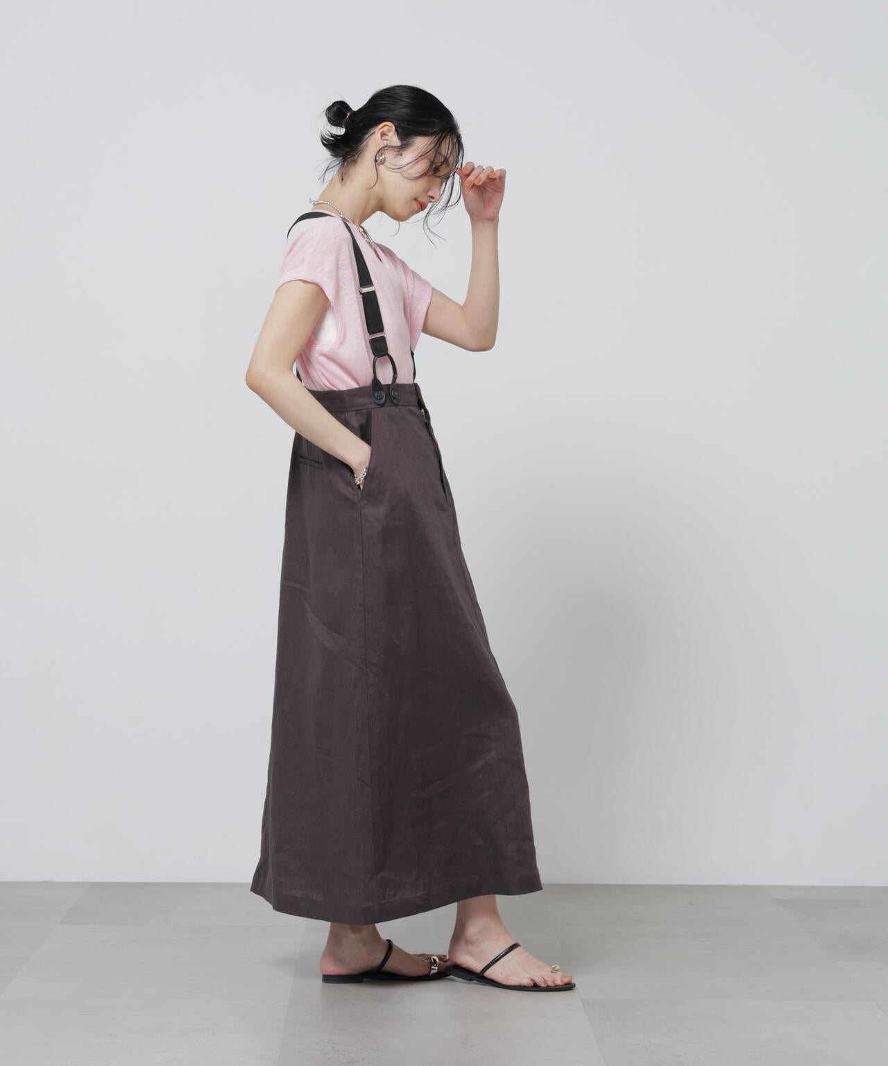 European Flax サスペンダー付きスカート(セットアップ可)