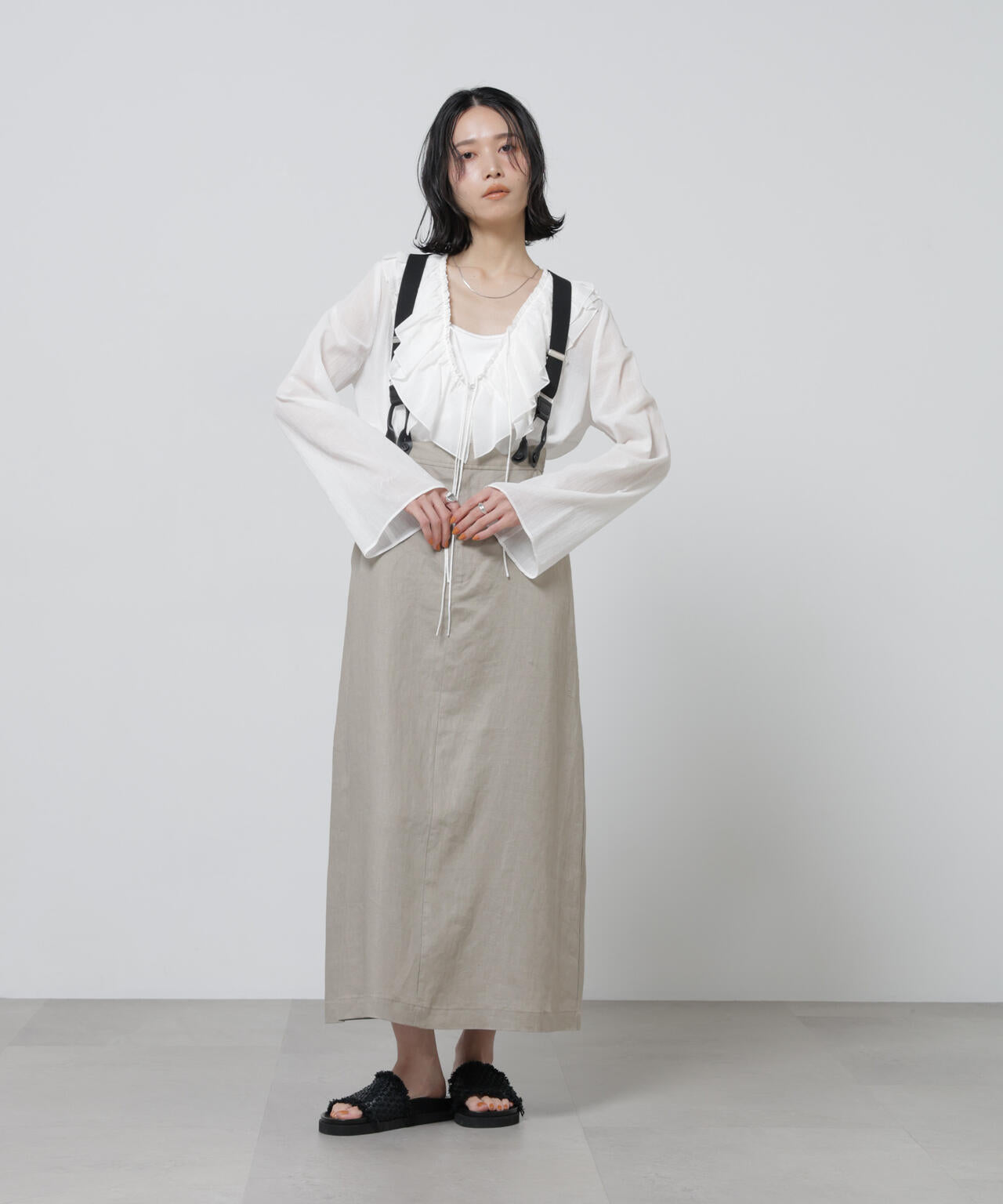 European Flax サスペンダー付きスカート(セットアップ可)