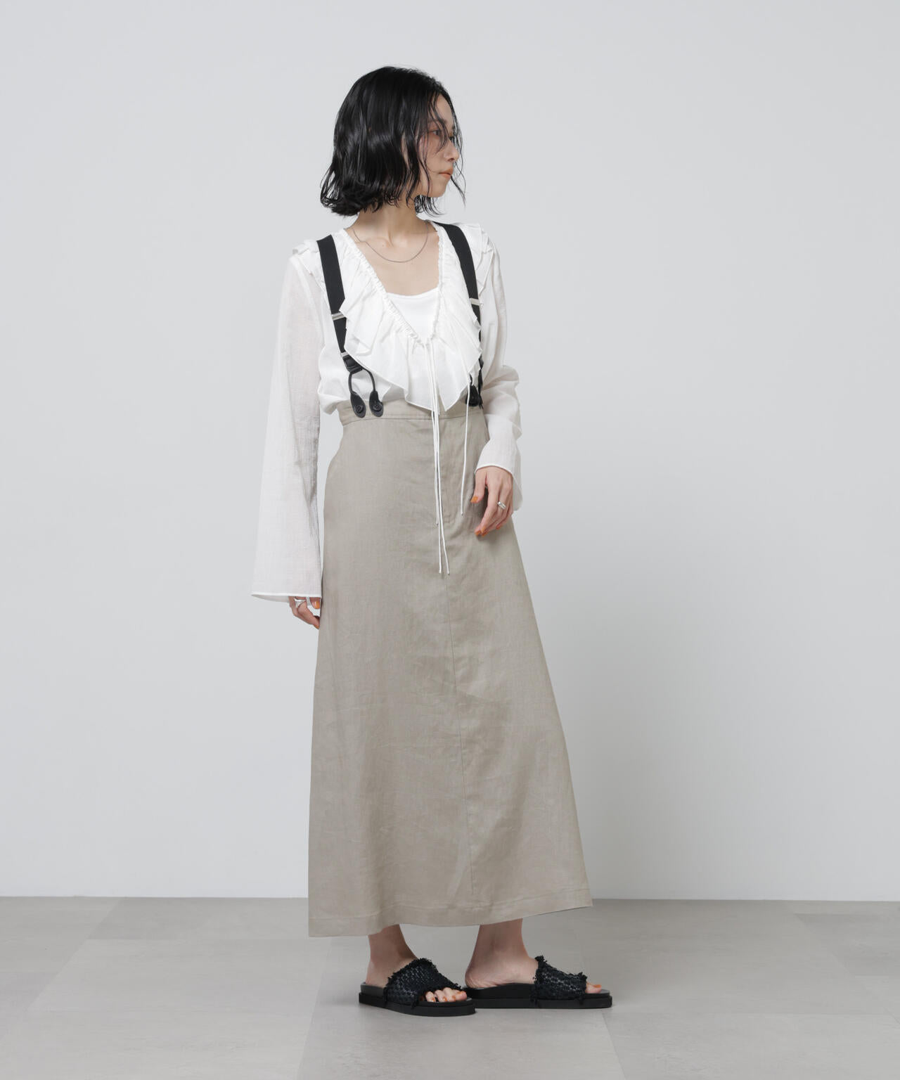 European Flax サスペンダー付きスカート(セットアップ可)