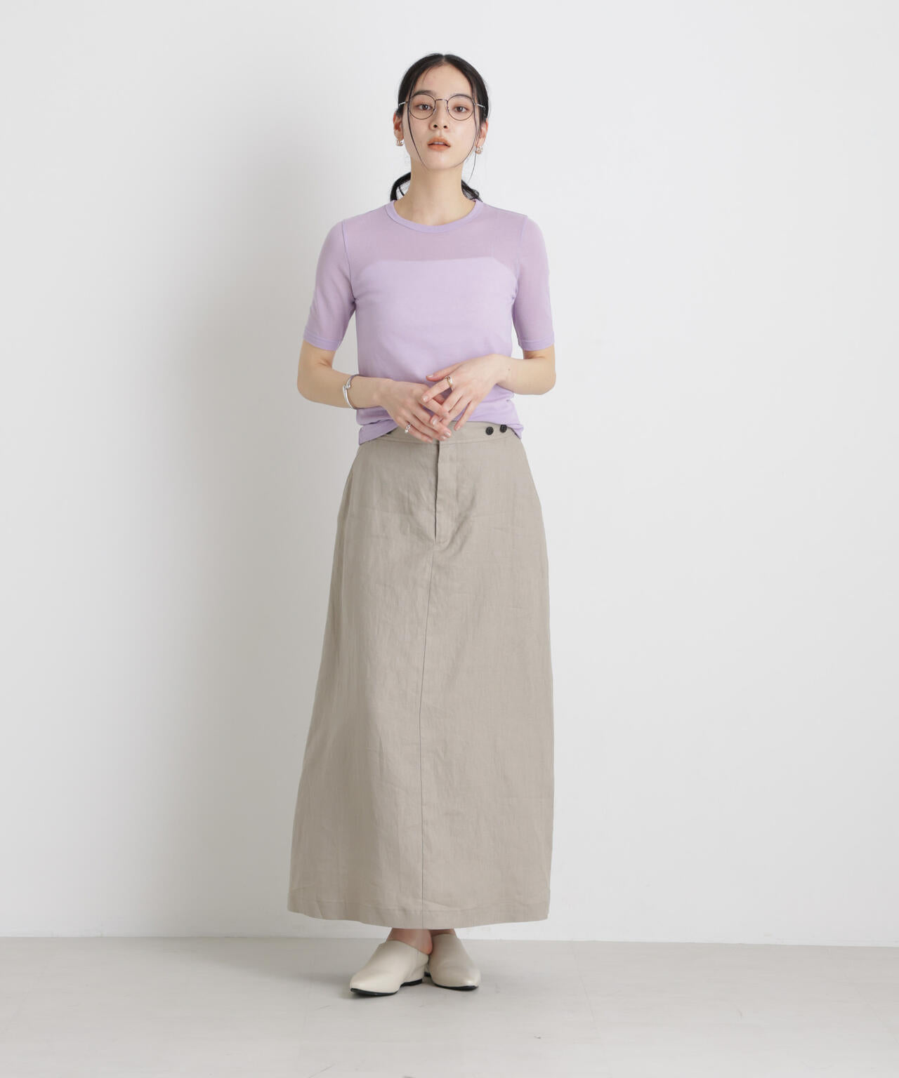 European Flax サスペンダー付きスカート(セットアップ可)