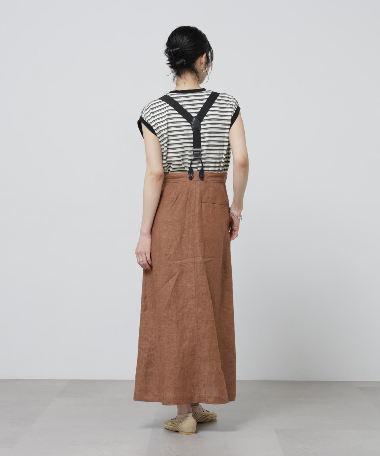 European Flax サスペンダー付きスカート(セットアップ可)