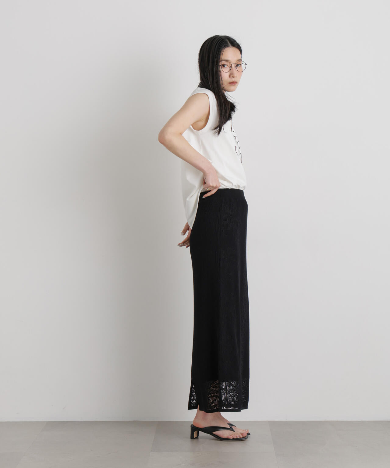 メッシュレースニットスカート