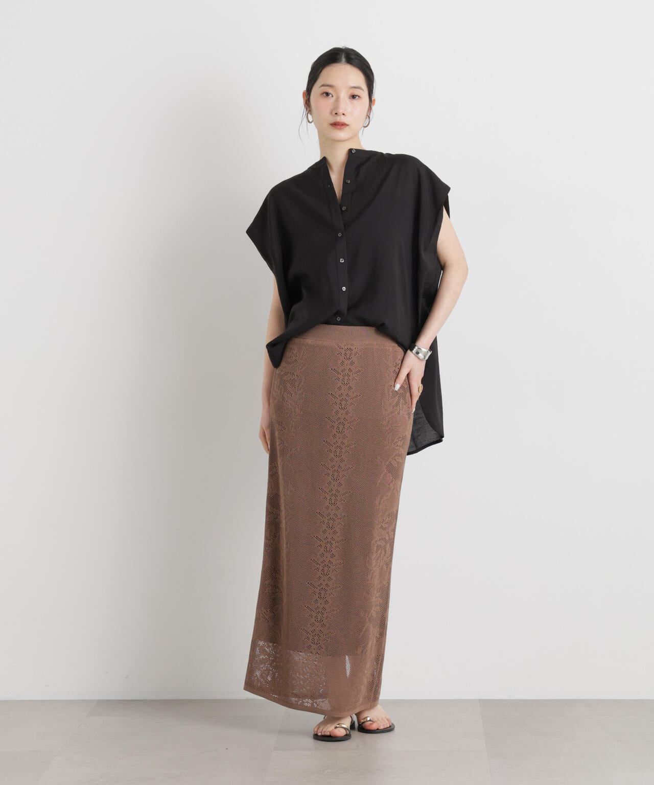 メッシュレースニットスカート