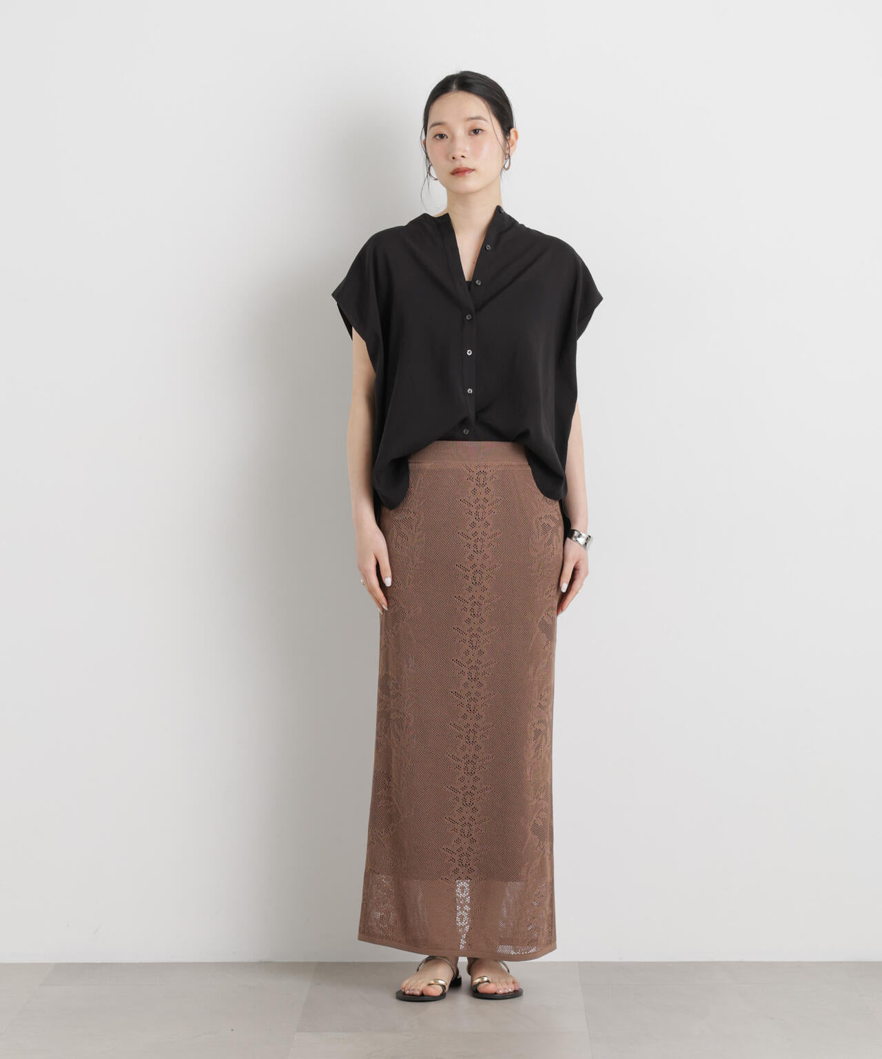 メッシュレースニットスカート