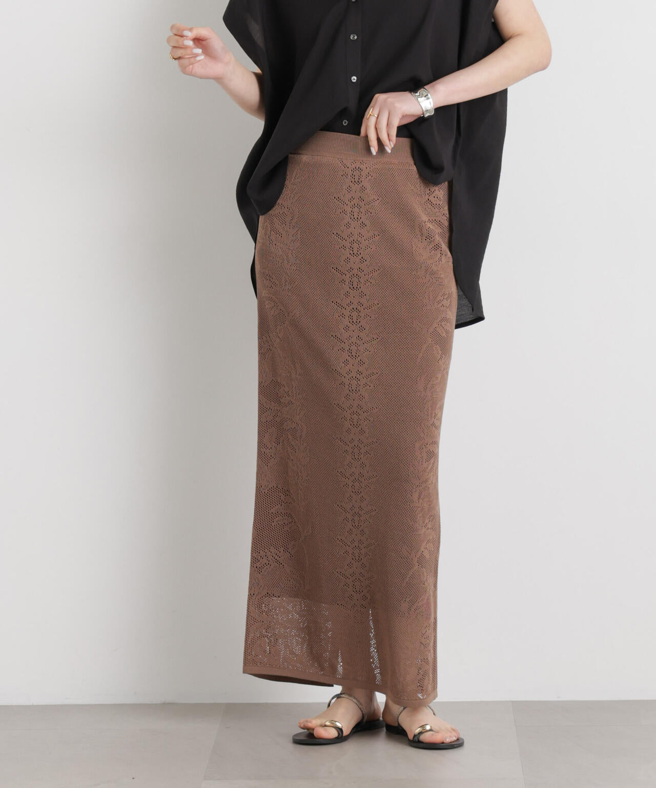 メッシュレースニットスカート